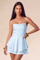 Seraphina Satin Layered Mini Homecoming Dress