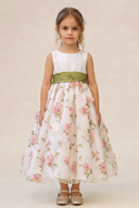 Sophia Floral Organza Tea-Length Flower Girl Dress