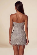 Aurora Beaded Fringe Strapless Corset Mini Party Dress