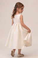 Lucinda Ivory Satin Flower Girl Dress
