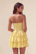 Ivy Strapless Corset Tiered Ruffle Mini Dress
