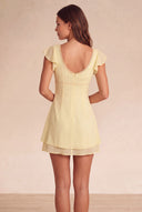Valeria Lace Trim Flutter Sleeve Mini Dress