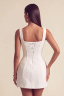 Thea Tweed Corset Square Neck Mini Party Dress