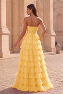 Cassiopeia Strapless Tiered Chiffon Prom Dress