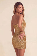 Sloan Strapless Sequin Fringe Mini Bodycon Party Dress