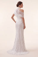 Lucinda High‑Neck Beaded Mermaid Gown