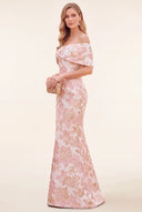 Lucinda Off Shoulder Jacquard Mother of the Bride Gown