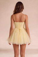Seraphina Spaghetti Strap Ruched Tulle Mini Dress