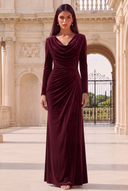 Annalise Cowl Neck Long Sleeve Velvet Bridesmaid Dress