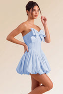 Primrose Bow Strapless Corset Bubble Mini Dress