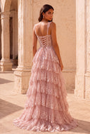 Valeria Lace Tiered Corset Prom Gown