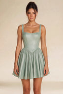 Elowen Glitter Square Neck Homecoming Mini Dress
