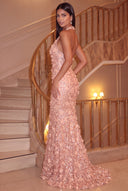 Aurora 3D Floral Halter Mermaid Gown