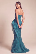 Celestia Mermaid Ruffle High Front Slit Maxi Dress