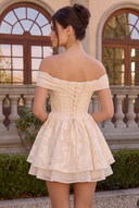 Elowen Floral Jacquard Off Shoulder Mini Dress