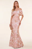Lucinda Off Shoulder Jacquard Mother of the Bride Gown