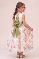 Sophia Floral Organza Tea-Length Flower Girl Dress