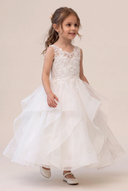 Aria Ruffle Tea-Length Flower Girl Dress