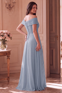Elodie Mother of the Bride Off-Shoulder Beaded Chiffon Gown