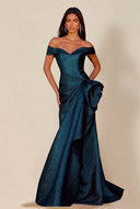 Aurora Textured Metallic Mermaid Evening Party Dress