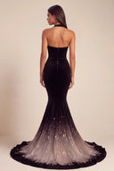Cassiopeia Velvet Halter Mermaid Evening Dress with Train