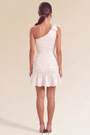 Eve One-Shoulder Bow Satin Mini Dress