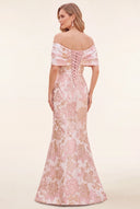 Lucinda Off Shoulder Jacquard Mother of the Bride Gown