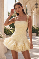 Marigold Multi-Tiered Ruffled Mini Party Dress