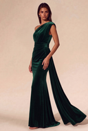 Amara Ruched One-Shoulder Velvet Bridesmaid Dress