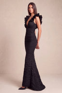 Cleopatra Deep V-Neck Ruched Mermaid Evening Gowns