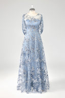 Aurelia Embroidered Sheer Sleeve Mother of the Bride Gown