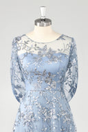 Aurelia Embroidered Sheer Sleeve Mother of the Bride Gown