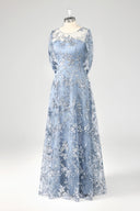 Aurelia Embroidered Sheer Sleeve Mother of the Bride Gown