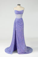 Karlette Velvet Sequin Corset Evening Gown