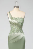 Stunning One-Shoulder Satin Mermaid Prom Dress