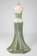 Stunning One-Shoulder Satin Mermaid Prom Dress