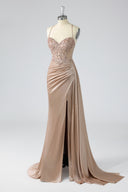 Rosalind Beaded Corset Mermaid Evening Gown
