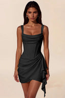 Liora Cowl Neck Corset Asymmetrical Mini Dress