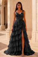 Valeria Lace Tiered Corset Prom Gown