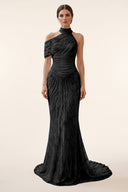 Lucinda High‑Neck Beaded Mermaid Gown