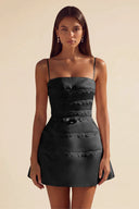 Ivy Satin Tiered Lace Mini Dress