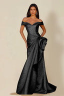 Aurora Textured Metallic Mermaid Evening Party Dress