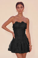 Seraphina 3D Floral Strapless Ruffle Mini Dress