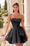 Marigold Strapless Satin Mini Homecoming Dress
