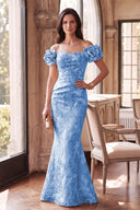Valeria Metallic Floral Brocade Mother of the Bride Dress