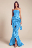 Celestia Mermaid Ruffle High Front Slit Maxi Dress