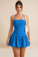 Hattie Halter Ruched Bubble Hem Mini Dress