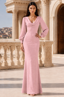 Liliana Chiffon Cowl Neck Puff Sleeve Bridesmaid Dress