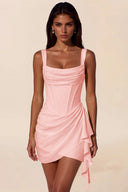 Liora Cowl Neck Corset Asymmetrical Mini Dress