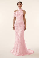 Lucinda High‑Neck Beaded Mermaid Gown